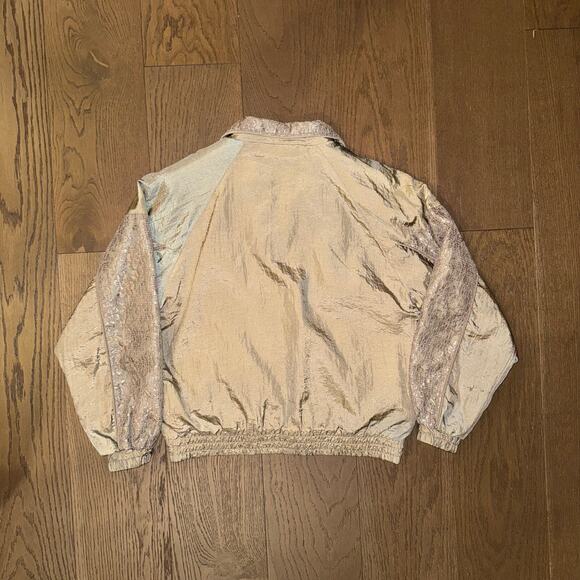 Vintage Active Frontier Track Suit Jacket Shiny Lace Taupe Size Petite Small - Picture 5 of 8
